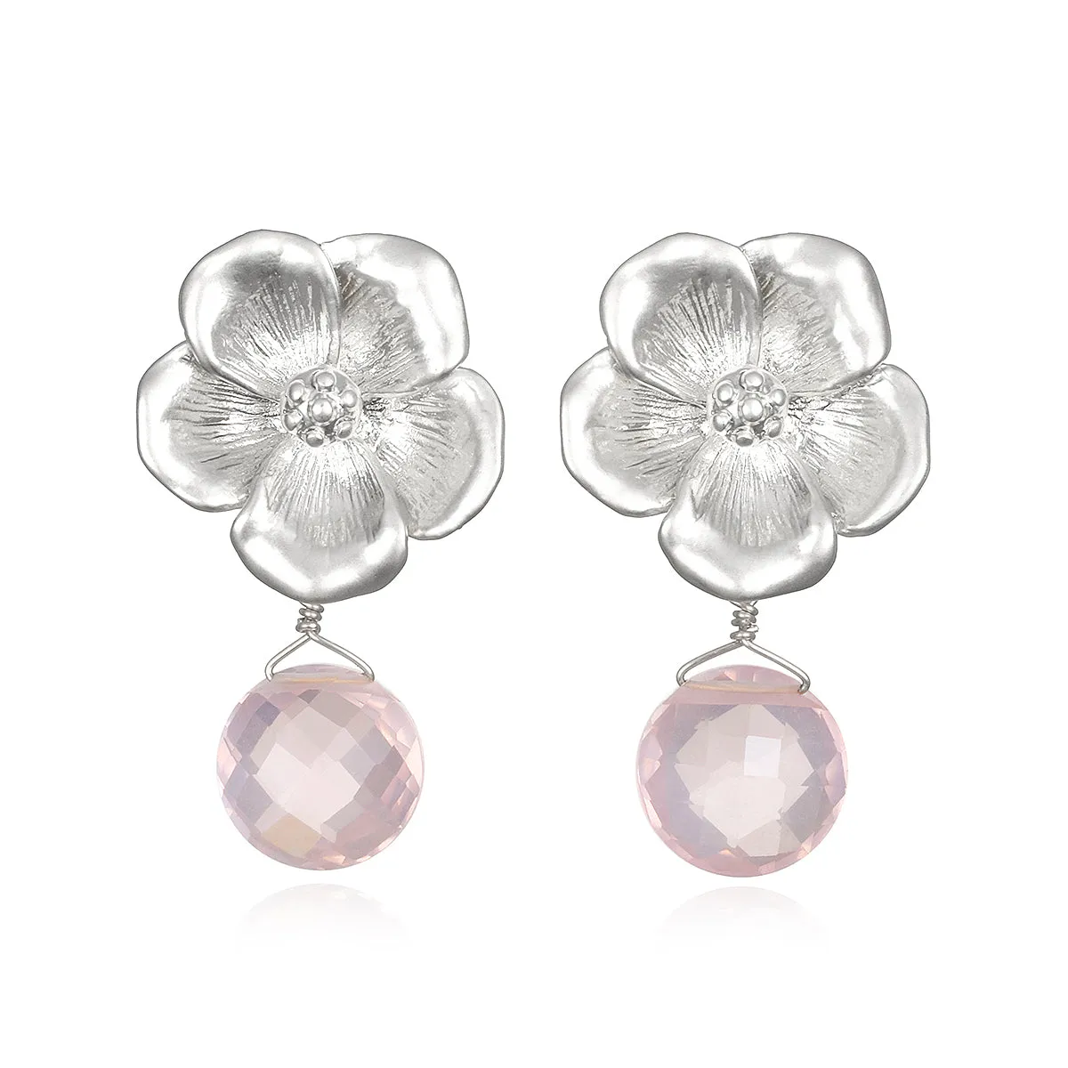 NEW!  Peony Earring-Rose Quartz
