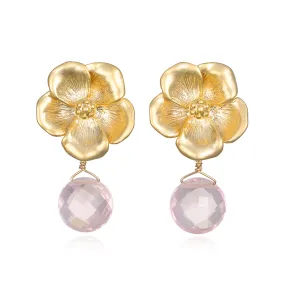 NEW!  Peony Earring-Rose Quartz