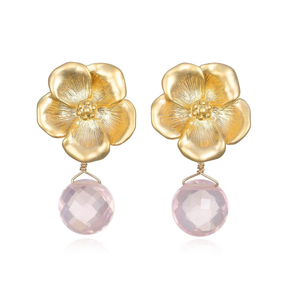 NEW!  Peony Earring-Rose Quartz