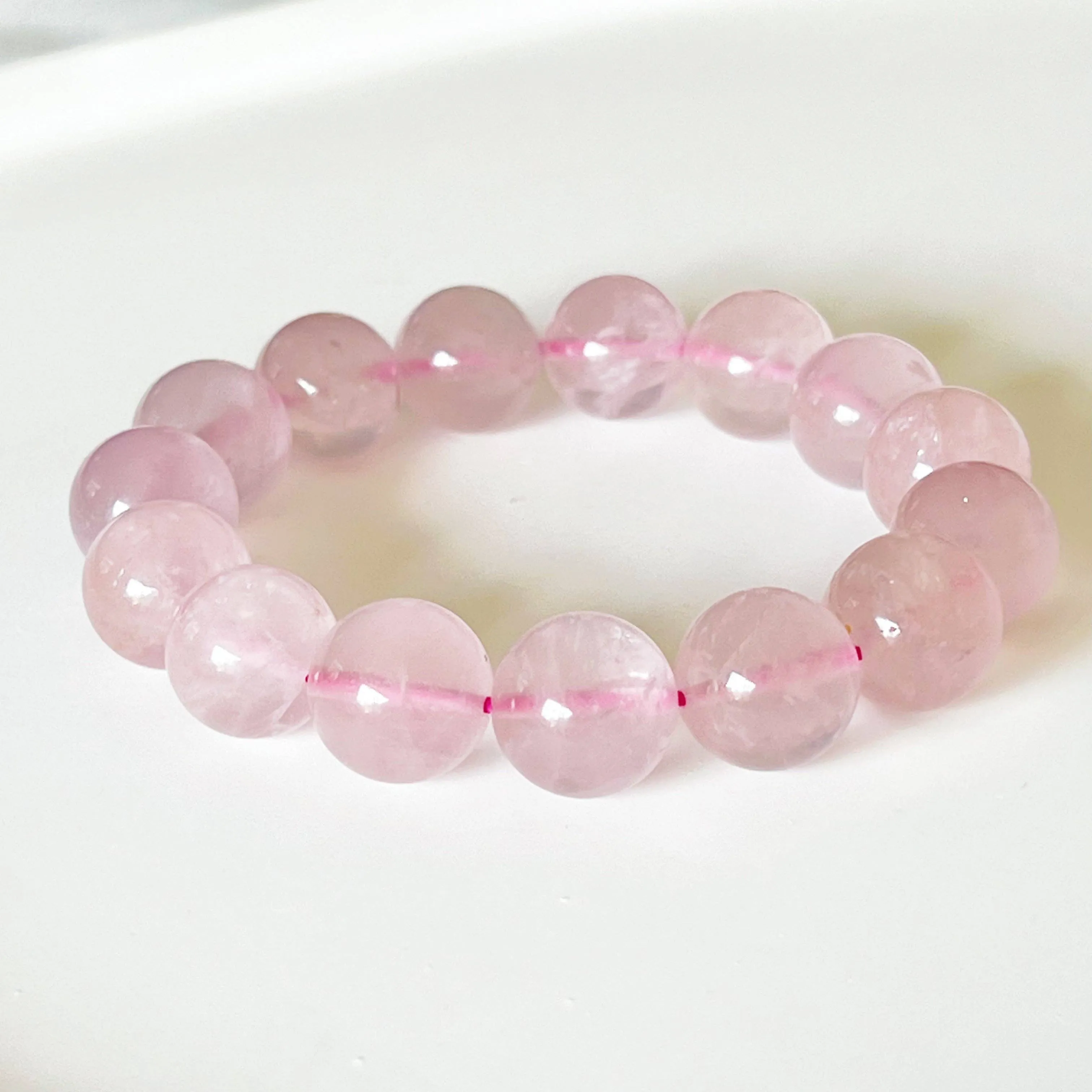Ninaouity - Heart Chakra Natural Mozambique Rose Quartz Crystal Bracelet