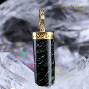 Nuummite Light Language Crystal Pendant ™ 22k Gold