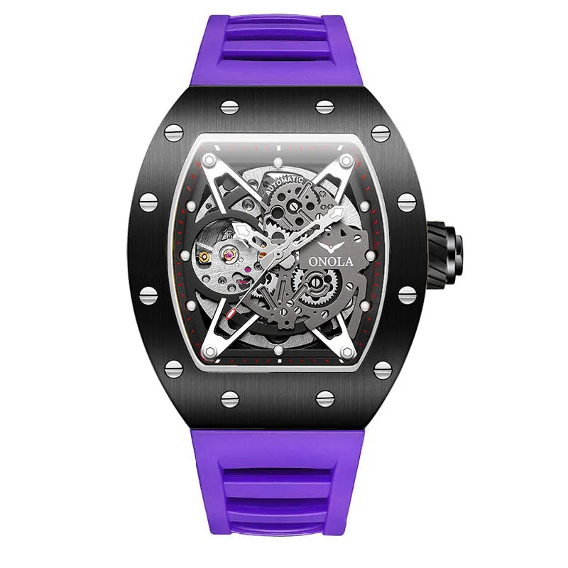 ONOLA Awesome 43mm Men‘s Tonneau Shaped Watch with Visible Gears
