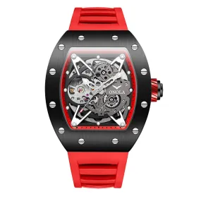 ONOLA Awesome 43mm Men‘s Tonneau Shaped Watch with Visible Gears