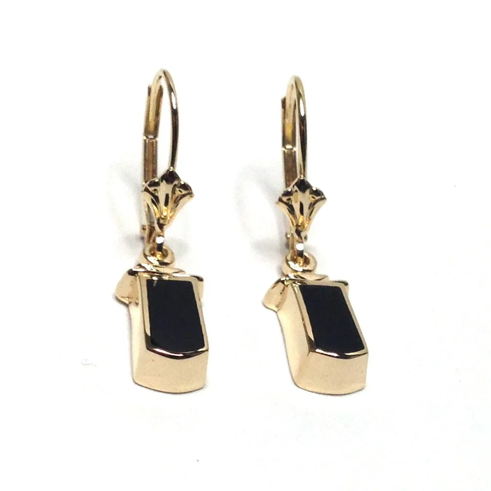 Onyx Inlaid Leverback Earrings