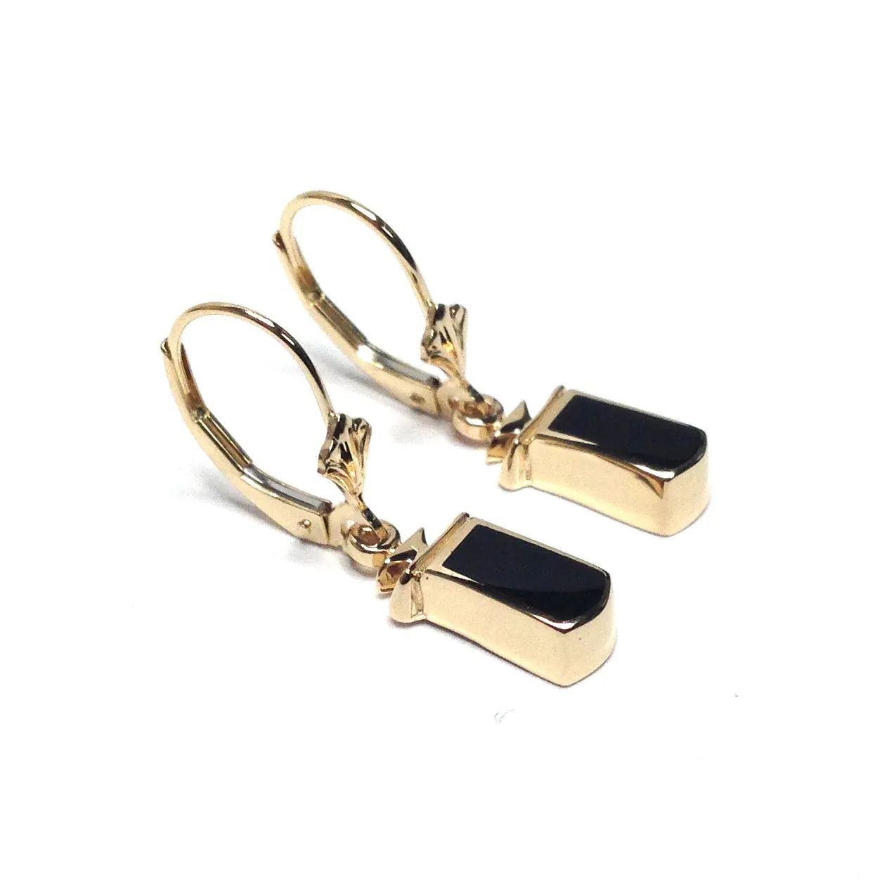Onyx Inlaid Leverback Earrings