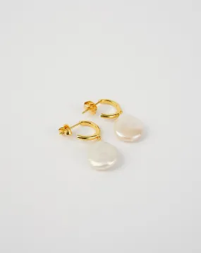 Open Back Flat Pearl Earrings