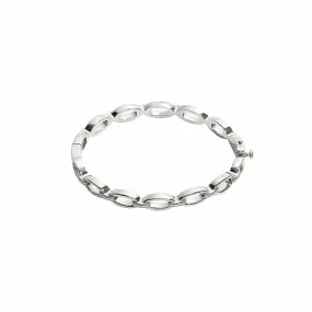 Open Chain Link Diamond Station Bangle Bracelet