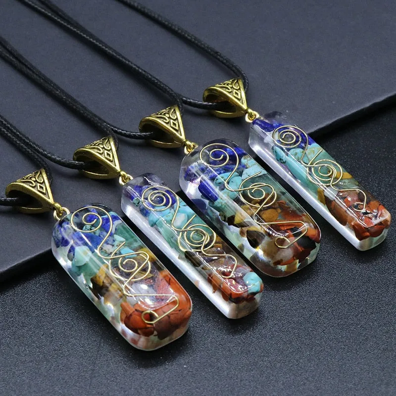 Orgonite Hex Chakra Stone Meditation Reiki Pendant