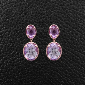 Oval Amethyst Dangle Earrings