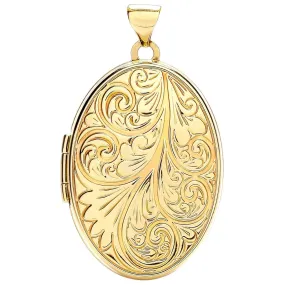 Oval Locket Pendant Necklace in 9ct Yellow Gold