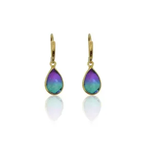 Peacock Aura MINI Drop Gold Earrings
