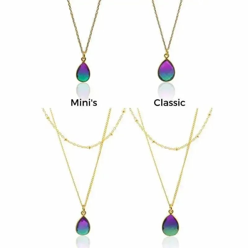 Peacock Inspired Jewelry - Aura Drop Gold Necklace