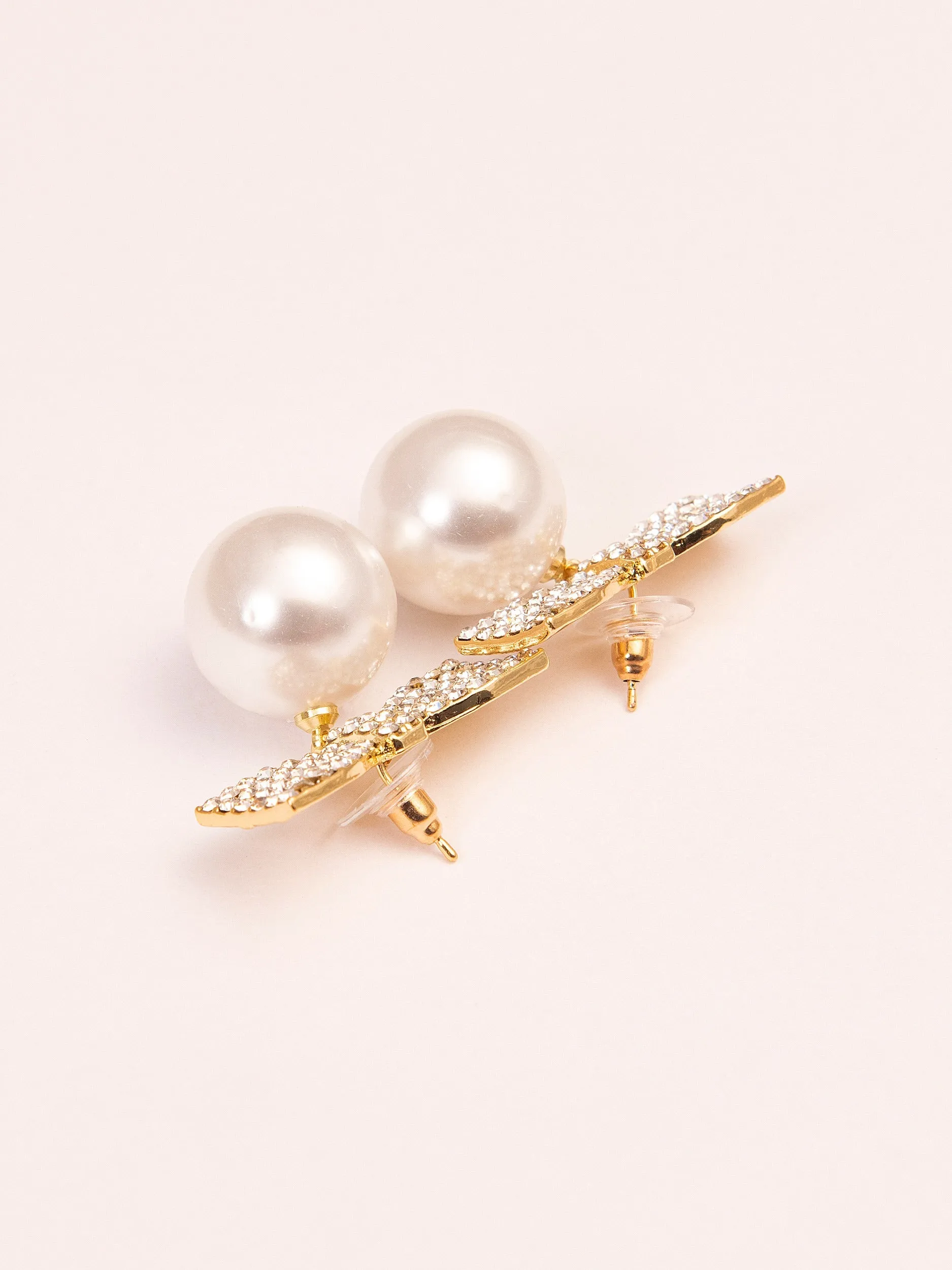 Pearl Bow Drop Earrings