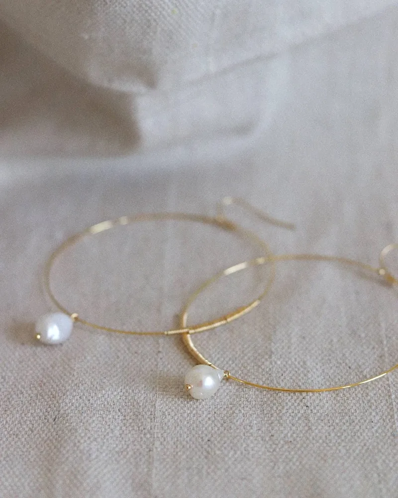 Pearl Hoop Earrings