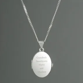 Personalised Sterling Silver Oval Locket Necklace