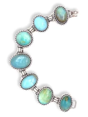 Peruvian Opal Oval Links Bracelet in Sterling Silver