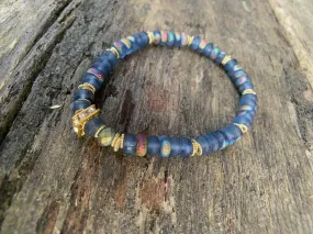 Petite Blue Glass Rondelle Beaded Bracelet