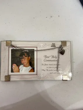 Photo frame with locket bracelet: first holy communion