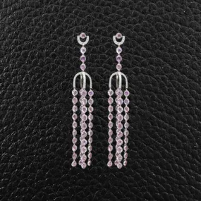 Pink Topaz & Diamond Dangle Earrings