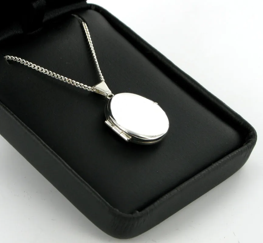 Plain Oval Locket ~ 18" Curb Chain