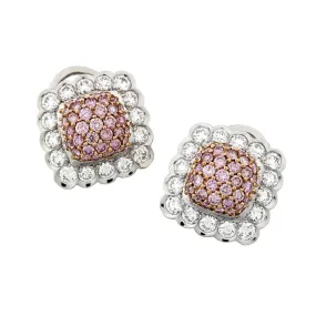 Platinum and 18K Rose Gold Pink Diamond Earrings