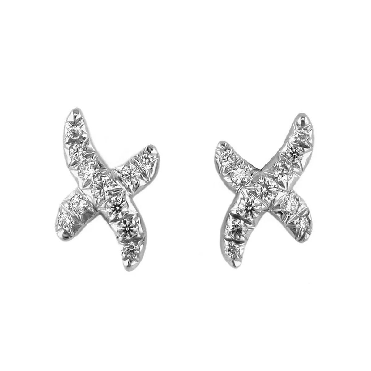 Platinum Diamond X Stud Earrings