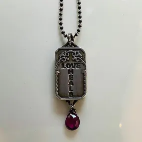 "Love Heals" Sterling Necklace (more stones avail.)