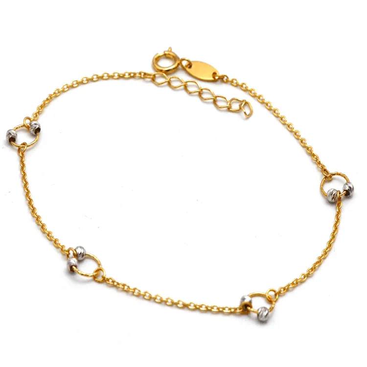 Real Gold 2 Color Ball Ring Adjustable Size Bracelet 3130 BR1650