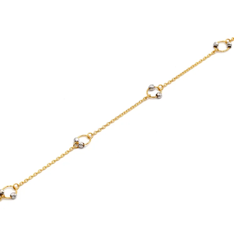 Real Gold 2 Color Ball Ring Adjustable Size Bracelet 3130 BR1650