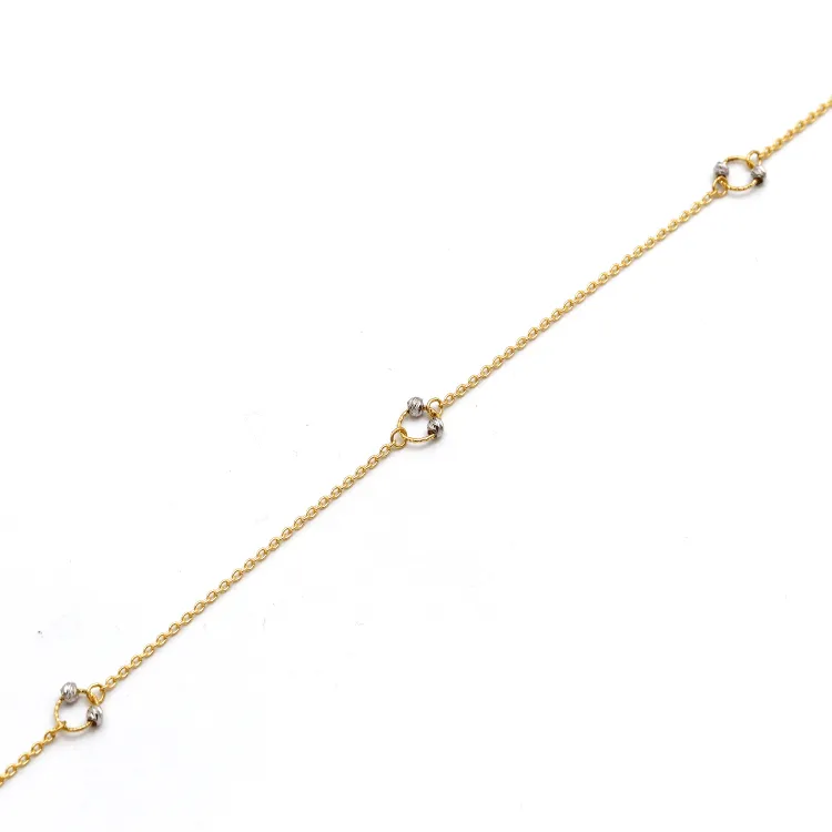 Real Gold 2 Color Ball Ring Adjustable Size Bracelet 3130 BR1650