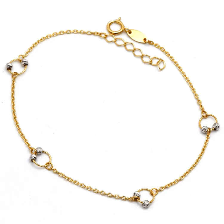 Real Gold 2 Color Ball Ring Adjustable Size Bracelet 3130 BR1650