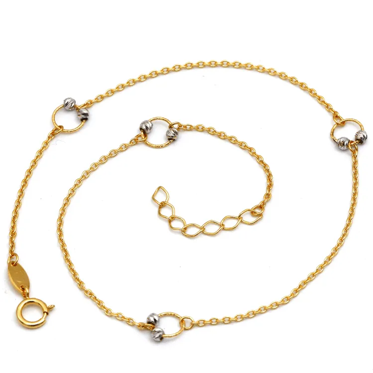 Real Gold 2 Color Ball Ring Adjustable Size Bracelet 3130 BR1650