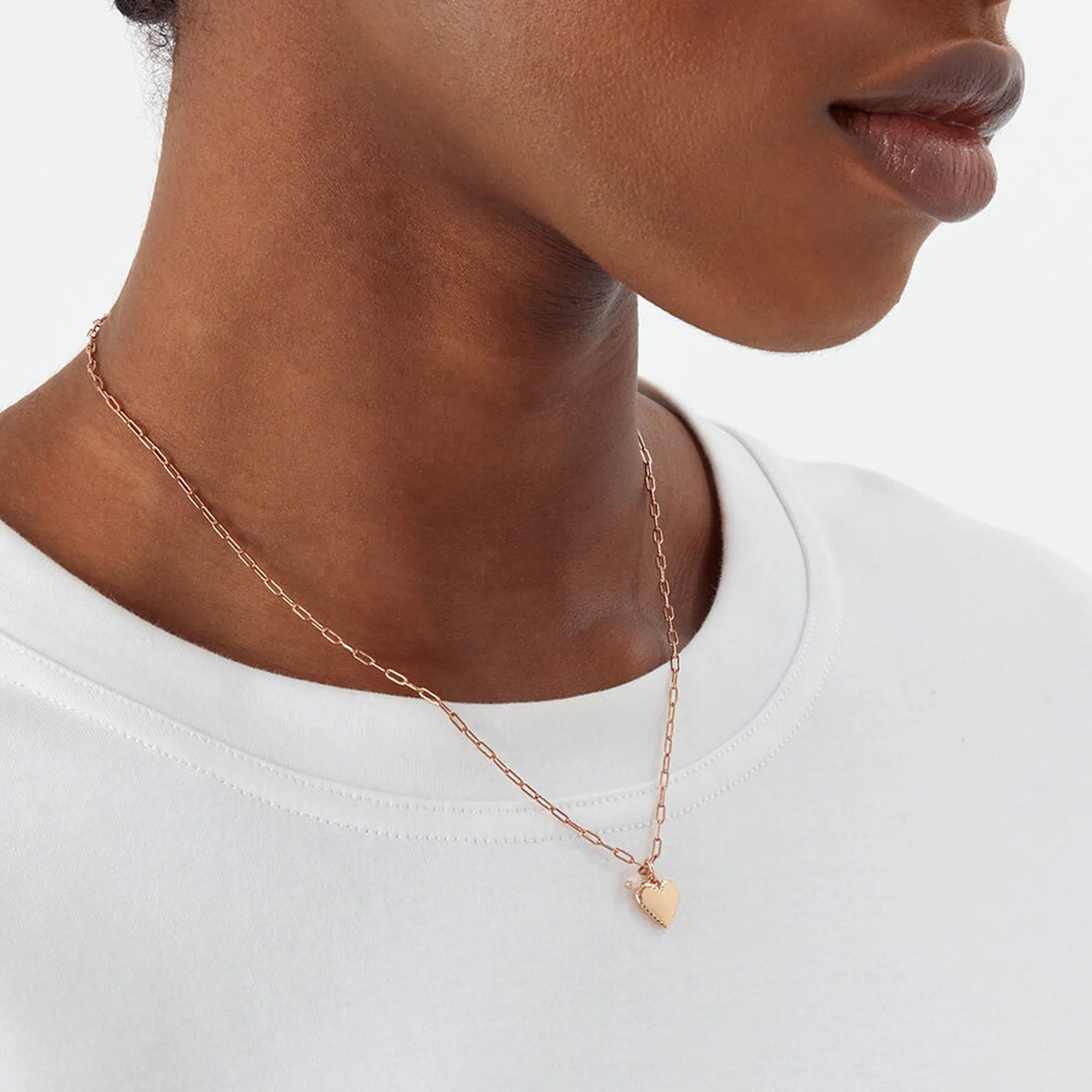 Real Gold Plated Rose Quartz Heart Necklace Pendant For Women By Accessorize London