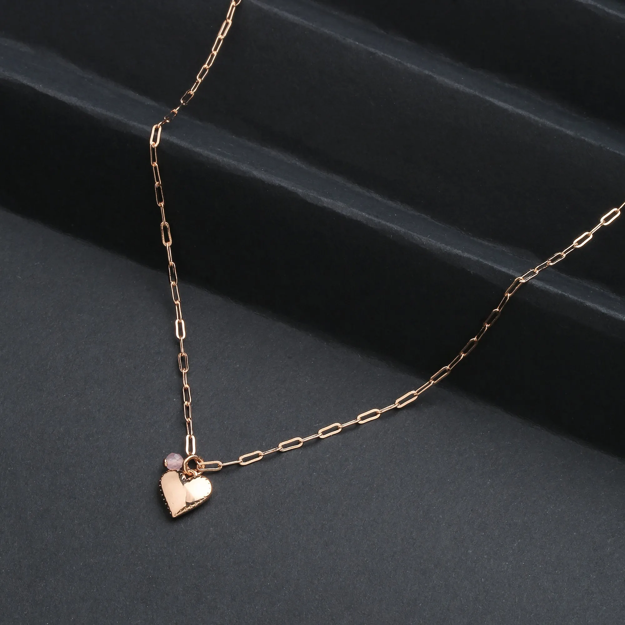 Real Gold Plated Rose Quartz Heart Necklace Pendant For Women By Accessorize London