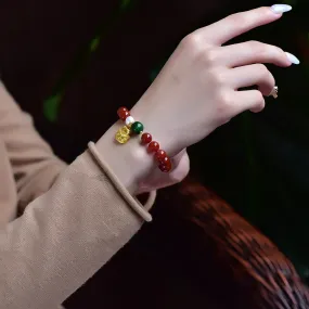 Red Agate Beaded Bracelet Vintage for Creativity
