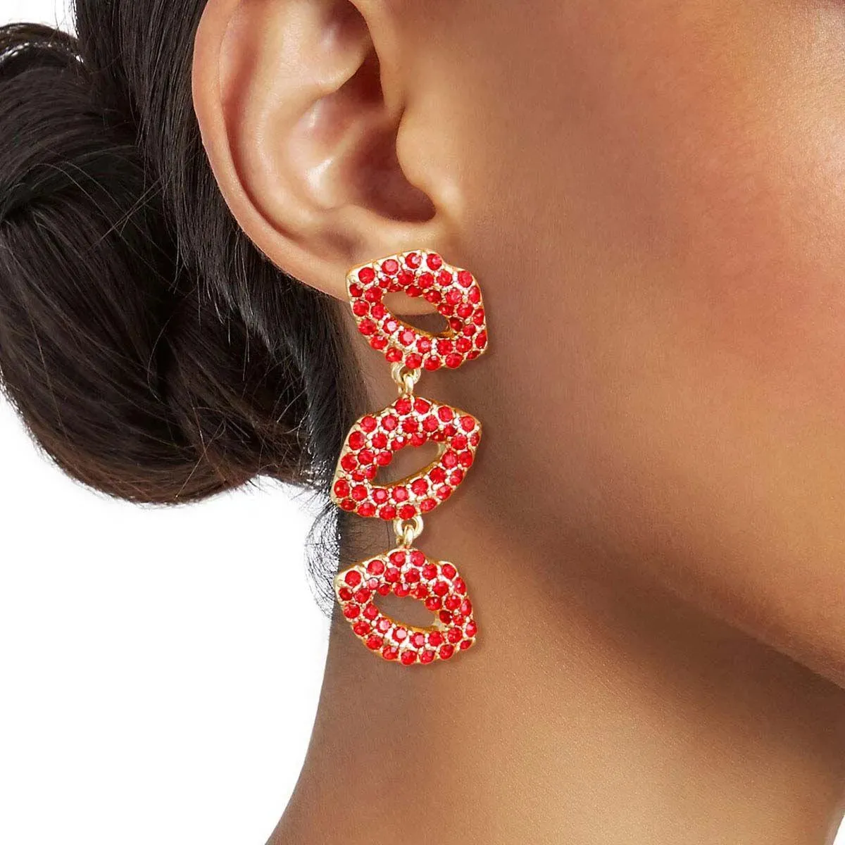 Red Lips Whimsical Dangle Earrings