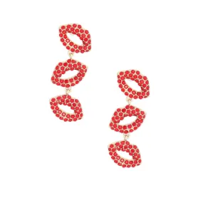 Red Lips Whimsical Dangle Earrings