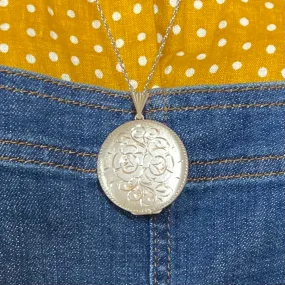Restored antique silver locket with original chain - includes your own photo and message designed and fit by us