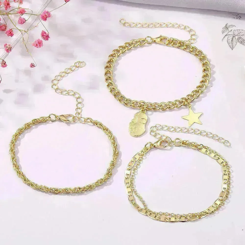 Retro Five-pointed Star Bracelet Four-piece Set