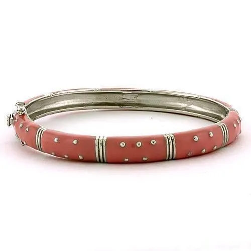 Rhodium 925 Sterling Silver Bangle with Epoxy in Rose for Women Style LOAS811