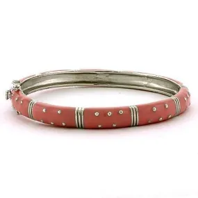 Rhodium 925 Sterling Silver Bangle with Epoxy in Rose for Women Style LOAS811