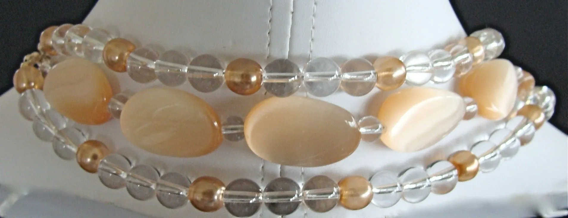 Romance: 16" Apricot Collar Necklace with Rock Crystal