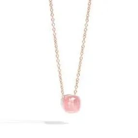 Rose Quartz & Light Brown Diamond Nudo Necklace