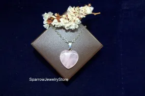 Rose quartz heart pendant necklace Pink delicate necklace Minimalist layering crystal jewelry Mother day gifts for her mom Valentines Heart