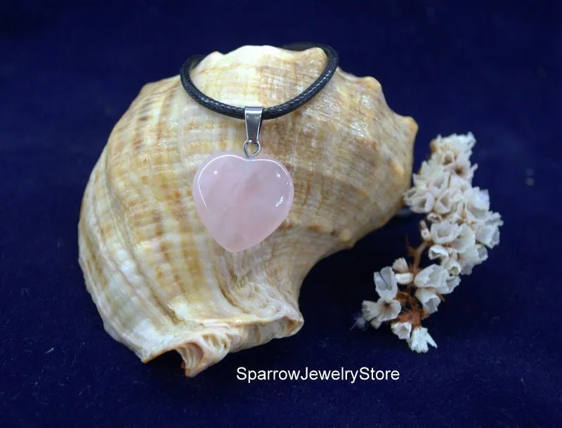 Rose quartz heart pendant necklace Pink delicate necklace Minimalist layering crystal jewelry Mother day gifts for her mom Valentines Heart