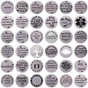 Round Stamped Plate for Round Charm Locket Necklaces ~ Choose Your Theme!