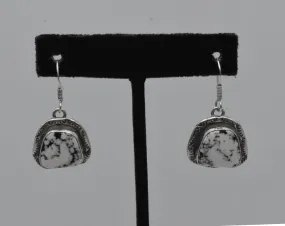 Secatero - Vintage Howlite Sterling Silver Dangle Earrings
