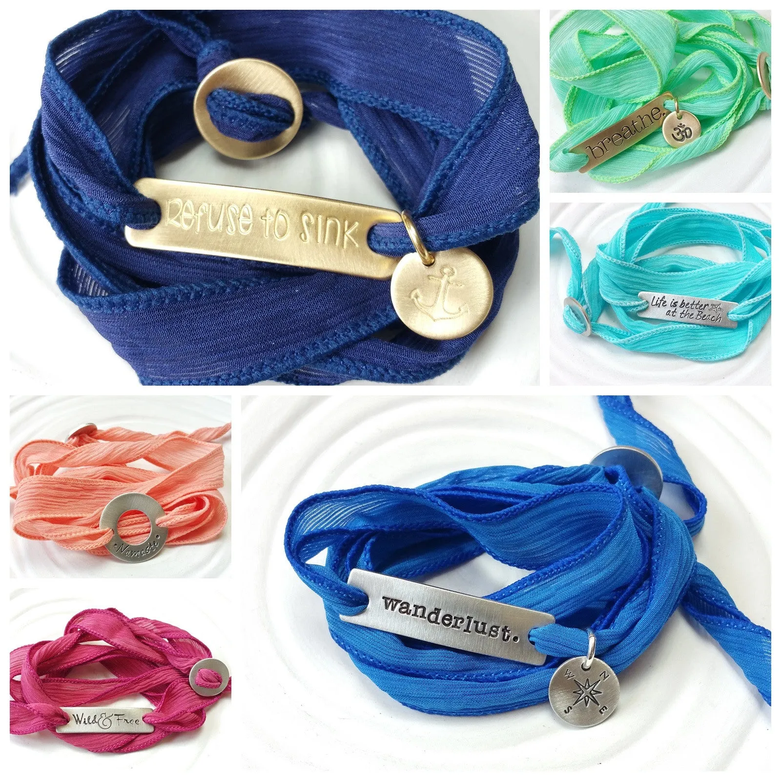 Silk Ribbon Wrap Bracelet | Exclusive Slide Clasp | Follow Your Heart