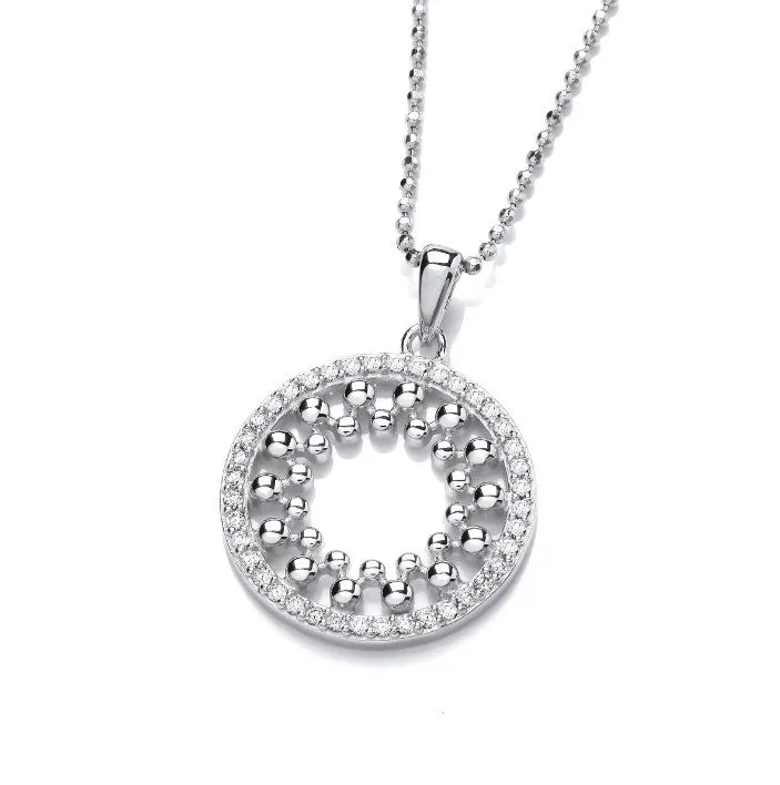 Silver Beaded Circle Pendant