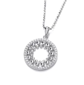 Silver Beaded Circle Pendant